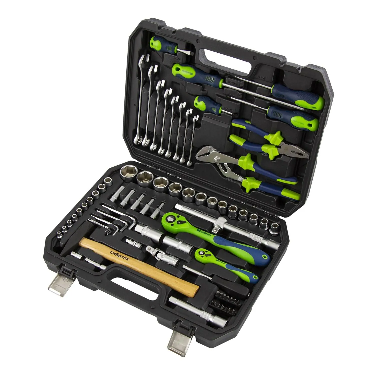 Набор инструментов 76 предметов CrV, 1/2", 1/4" Сибртех купить