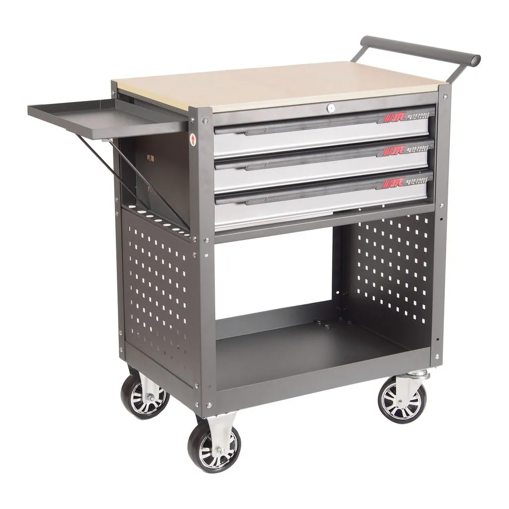 Тележка инструментальная 3 секции серая с открытым отсеком JTC купить