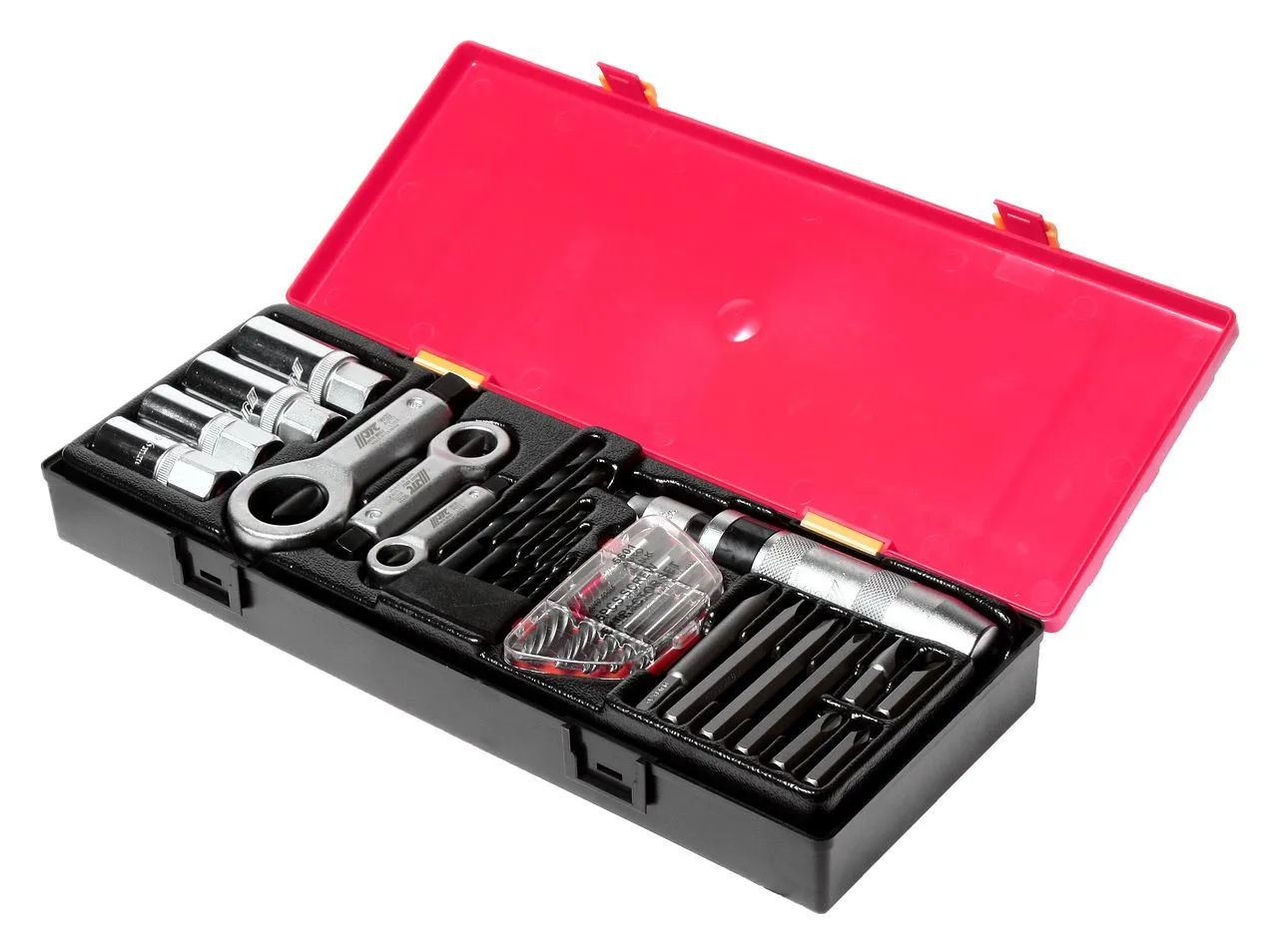 Набор инструментов для демонтажа крепежных элементов с поврежденной резьбой 26 предметов в кейсе JTC купить
