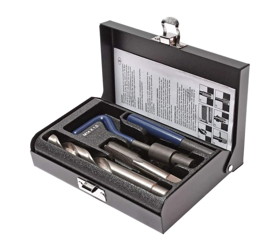 Набор инструментов для восстановления резьбы (вставки М14х1.5, L=21мм, 5шт.) 9 предметов JTC купить