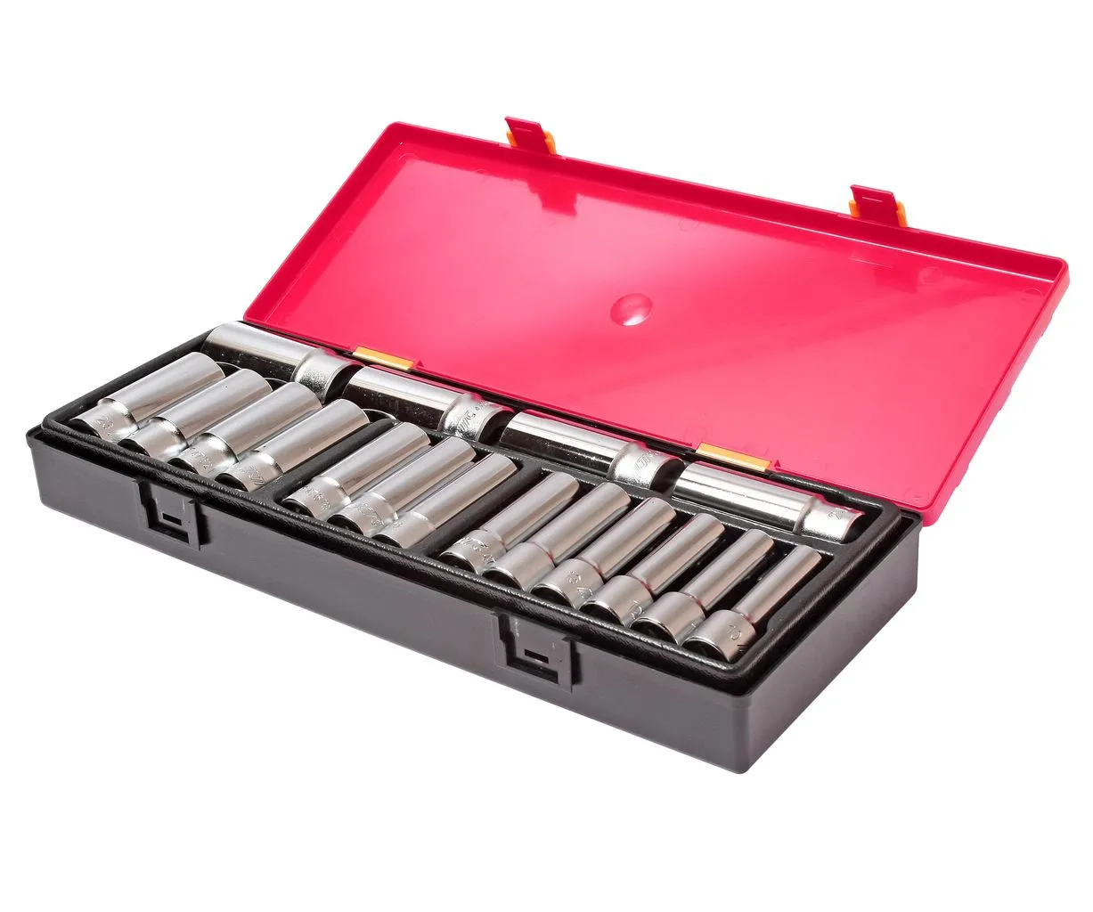 Набор головок торцевых 1/2" 6-ти гранных 10-32мм глубоких 17 предметов в кейсе JTC купить