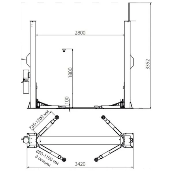 Электрогидравлический подъемник Двухстоечный подъемник ТЕМП TD4000R