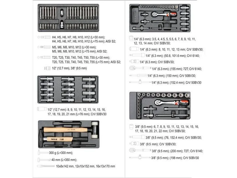 Тележка инструментальная с инструментом 177 пр. Yato YT-55300 купить